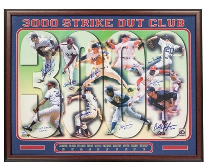3,000 Strikeout Signed and Framed Poster with Ryan, Clemens and Seaver